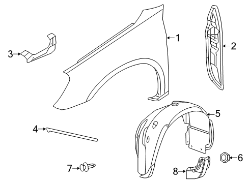 2013 Chrysler 200 Fender & Components Nut-Plastic Snap-In Diagram for 6506131AA