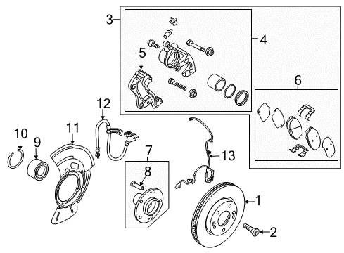 2018 Kia Forte5 Front Brakes Front Brake Disc Dust Cover Right Diagram for 51756A7000