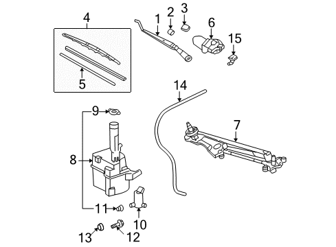 2004 Toyota Solara Wiper & Washer Components Wiper Arm Diagram for 85211-AA060