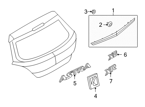 2008 Saturn Astra Exterior Trim - Lift Gate Plate, Lift Gate Name "Xe" Diagram for 93357566