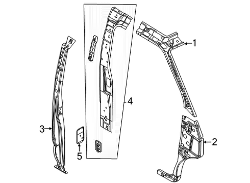 2019 Ford E-350 Super Duty Hinge Pillar Weatherstrip Pillar Reinforcement Diagram for 7C2Z-1502501-A