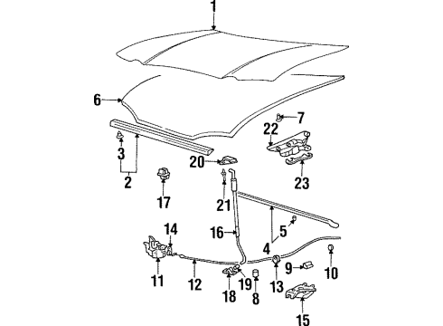 1998 Hyundai Sonata Hood & Components Latch Assembly-Hood Diagram for 81130-34501