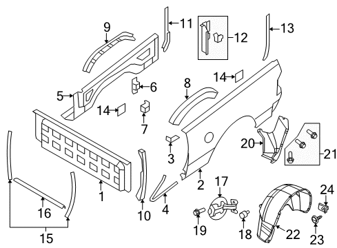 2014 Ram 3500 Front & Side Panels Support-Box Side Diagram for 68044432AA