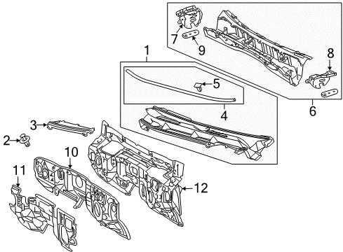 2014 Lexus GX460 Cowl INSULATOR Assembly, Dash Diagram for 55210-60271