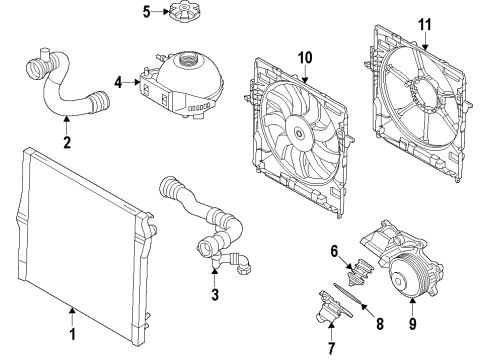 2018 BMW 328d Cooling System, Radiator, Water Pump, Cooling Fan Engine Cooling Fan Assembly Diagram for 17428641965