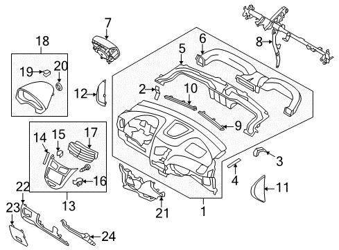 2012 Hyundai Accent Instrument Panel Components Nozzle Assembly-Defroster No 2, RH Diagram for 97346-1R000-9Y