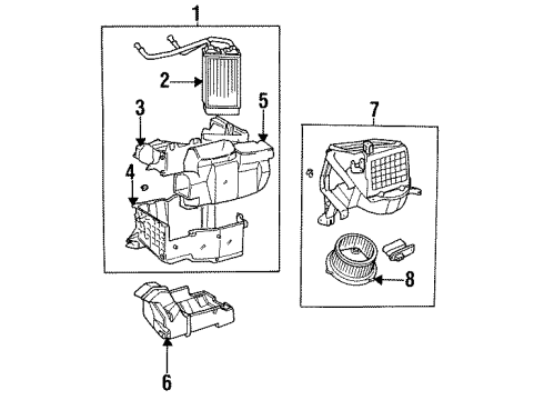 1997 Toyota T100 Heater Core & Control Valve Radiator Assy, Heater Diagram for 87150-0W010