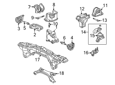 1999 Honda CR-V Engine & Trans Mounting Bracket, Transmission Mounting(MT) Diagram for 50825-S10-A00