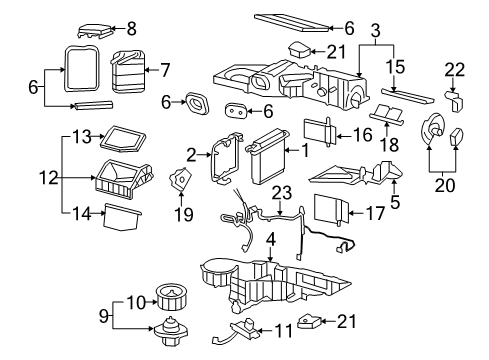 2013 GMC Sierra 2500 HD A/C Evaporator & Heater Components Evaporator Case Diagram for 20958709