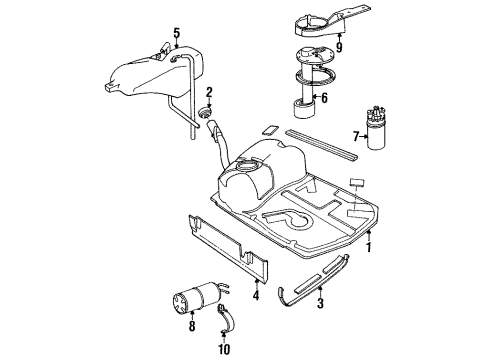 1992 BMW 735iL Fuel Supply Tension Strap Left Diagram for 16111179469