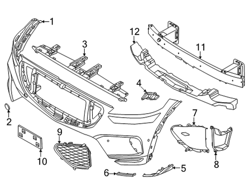 2022 Genesis GV70 Bumper & Components - Front Mounting Assembly-License Plate Moldg Diagram for 86920-B1000