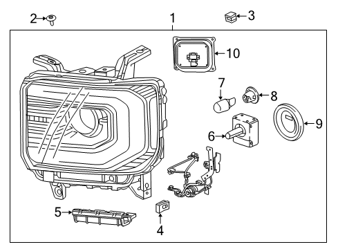 2019 GMC Sierra 1500 Headlamps Composite Assembly Diagram for 84772474