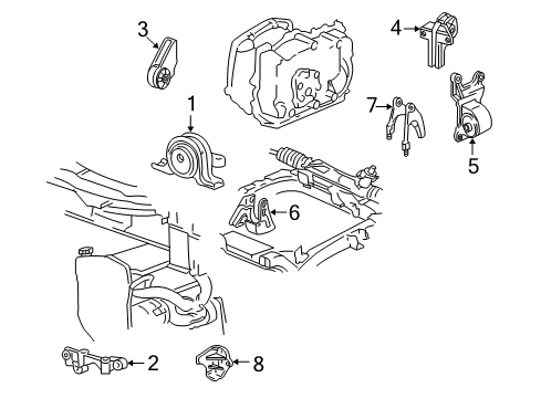 2003 Pontiac Grand Am Engine & Trans Mounting Transmission Mount Diagram for 22621543