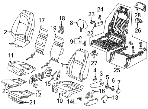 2021 Honda Odyssey Power Seats Knob, Power *NH900L* (Reclining) (DEEP BLACK) Diagram for 81652-TLA-A01ZA