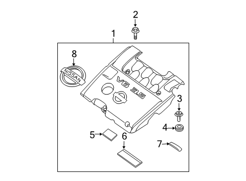 2004 Nissan Maxima Engine Appearance Cover Retainer Diagram for 16566-7Y005