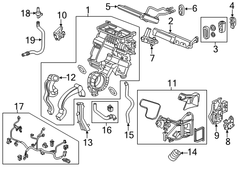 2017 Honda Pilot Auxiliary Heater & A/C Control Assy., RR. Auto Air Conditioner *NH716L* (PREMIUM BLACK METALLIC) Diagram for 79650-TZ5-A41ZE