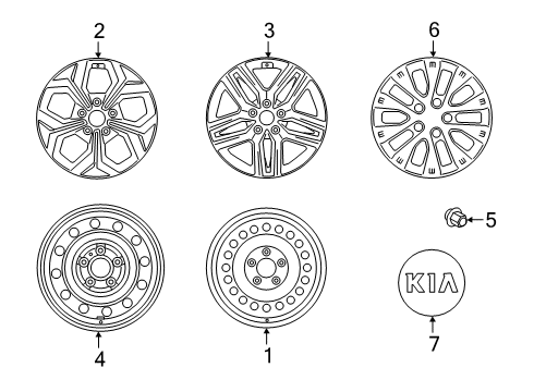 2022 Kia Forte Wheels, Covers & Trim CAP ASSY-WHEEL HUB Diagram for 52960Q5RR0