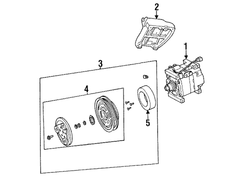 1996 Ford Aspire A/C Compressor Pulley Assembly Diagram for F4BZ19D786A