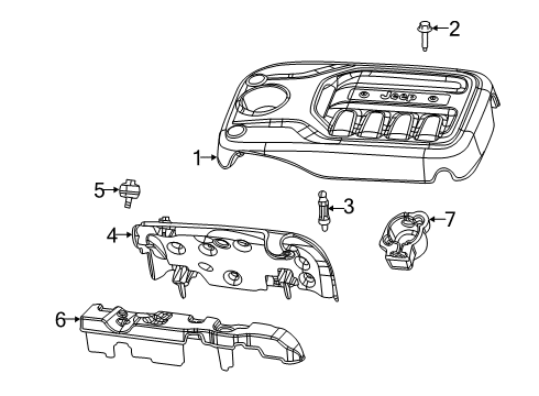 2022 Jeep Cherokee Engine Appearance Cover Shield-Fuel Rail Diagram for 5281504AB