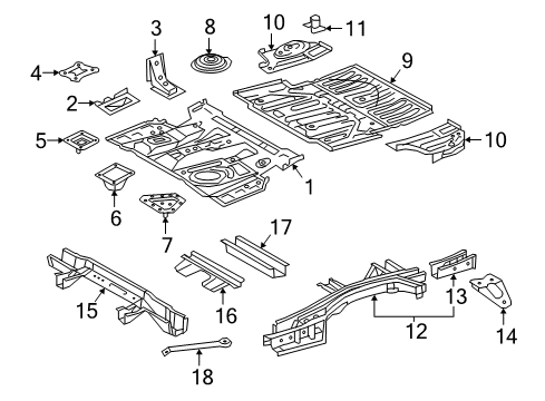 2021 Lexus RX350 Rear Floor & Rails Pan, Rear Floor Diagram for 58311-0E070