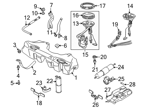 2002 BMW 540i Fuel Supply Fuel Tank Breather Valve Diagram for 13901433603