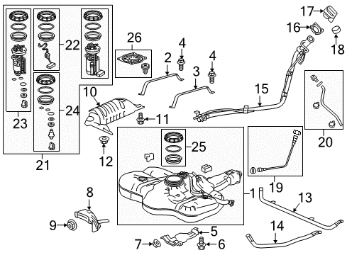 2017 Honda HR-V Fuel Injection Nut & Gasket Set, Fuel Lock Diagram for 17046-T5R-A00