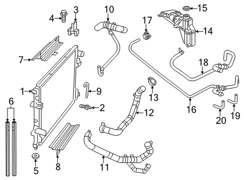 2013 Dodge Charger Radiator & Components Engine Cooling Radiator Diagram for 2AMR3157AA