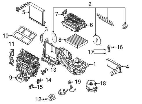 2021 Lincoln Aviator A/C & Heater Control Units Evaporator Case Diagram for L1MZ-19930-A