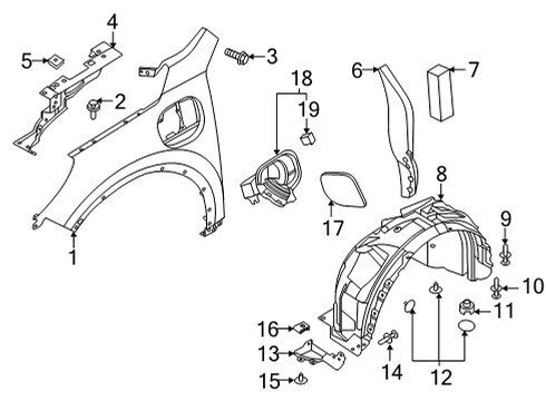 2021 Ford Escape Fender & Components Release Solenoid Diagram for FT4Z-6328610-A