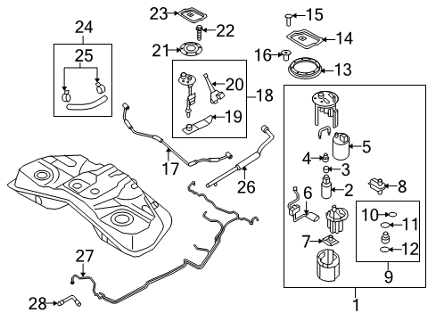 2012 Hyundai Genesis Coupe Fuel Supply Tank Assembly-Fuel Diagram for 31150-2M510