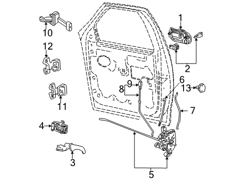 1997 Ford Expedition Front Door - Lock & Hardware Handle, Outside Diagram for 5L3Z-7822404-AAPTM