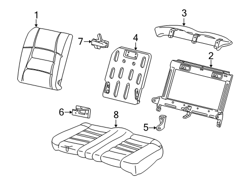 2001 Ford Mustang Rear Seat Components Seat Cushion Diagram for XR3Z-7663804-AAC