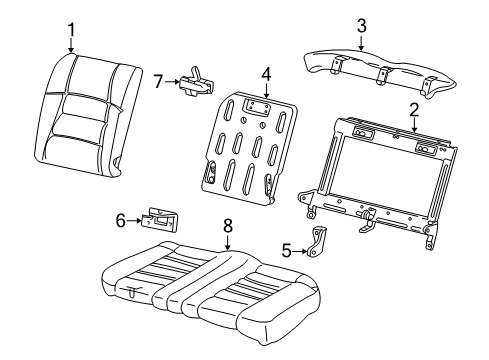 2001 Ford Mustang Rear Seat Components Seat Cushion Diagram for XR3Z-6363804-AAA