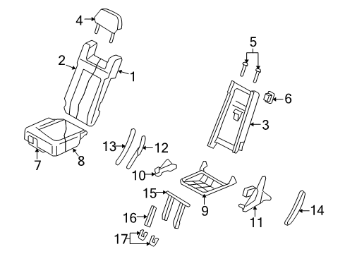 2014 Lincoln Navigator Rear Seat Components Seat Back Pad Diagram for 7L1Z-7866800-A