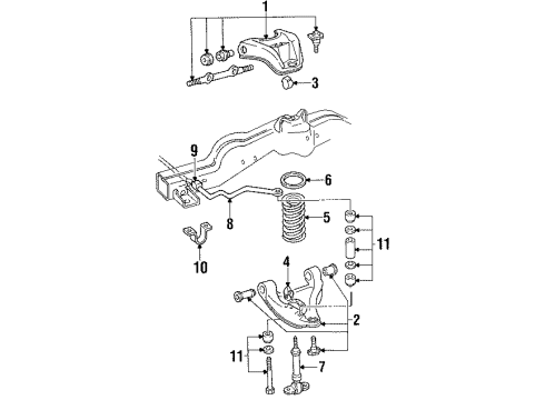 1993 GMC Sonoma Front Suspension Components, Lower Control Arm, Upper Control Arm, Stabilizer Bar, Torsion Bar Shock Absorber Diagram for 22064235
