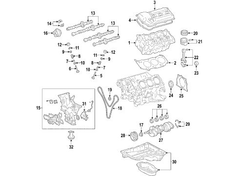 2005 Toyota Tundra Engine Parts, Mounts, Cylinder Head & Valves, Camshaft & Timing, Variable Valve Timing, Oil Cooler, Oil Pan, Oil Pump, Crankshaft & Bearings, Pistons, Rings & Bearings Rear Mount Diagram for 12371-0P010