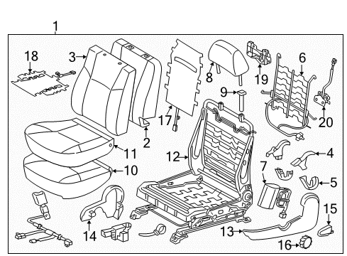 2013 Toyota Tacoma Front Seat Components Seat Back Heater Diagram for 87530-04011