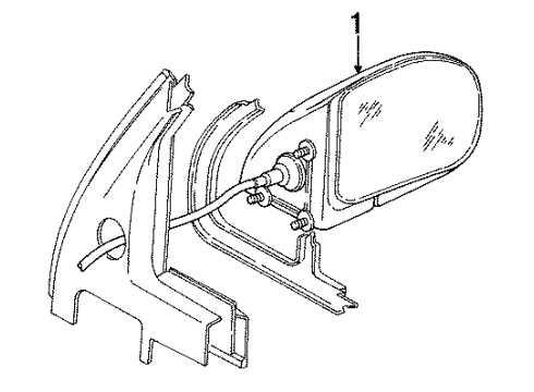 1995 Dodge Caravan Outside Mirrors Passenger Side Mirror Outside Rear View Diagram for 4299926