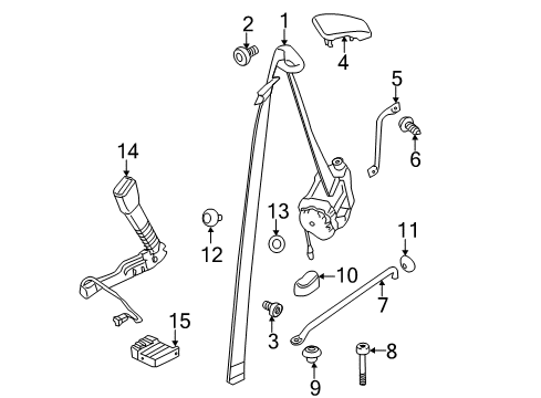 2013 BMW 135i Seat Belt Lower Belt With Left Belt Tensioner Diagram for 72117213563