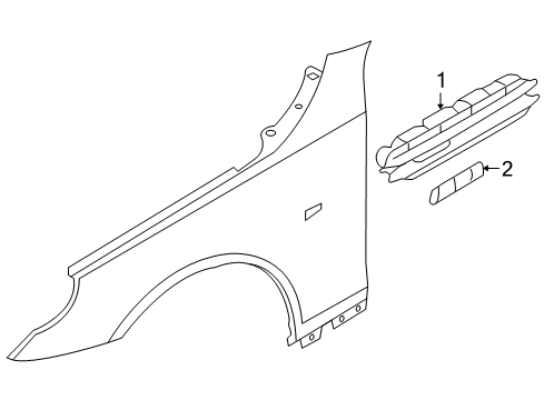 2007 BMW M5 Exterior Trim - Fender Grille, Side Panel, Front, Left Diagram for 51137896849