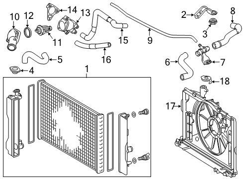 2019 Toyota Corolla Radiator & Components Thermostat Housing Diagram for 16323-0T021