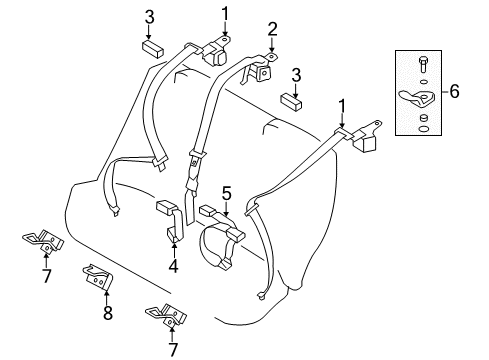 2014 Hyundai Sonata Seat Belt Bracket Assembly-Child Lower Anchor Diagram for 89795-3S000