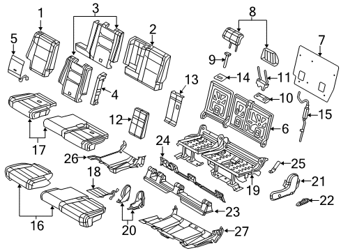 2019 Dodge Durango Rear Seat Components Seat Cushion Foam Diagram for 68158384AA