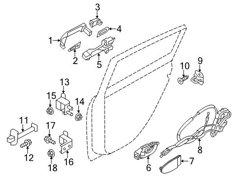 2022 Nissan LEAF Lock & Hardware Outside Handle Grip, Passenger Side Diagram for 82640-9N00A