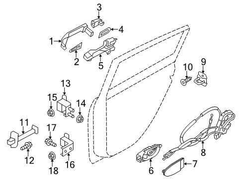 2020 Nissan Leaf Rear Door Lock & Remote Control Assembly-Rear Door, RH Diagram for 82500-4NP0B