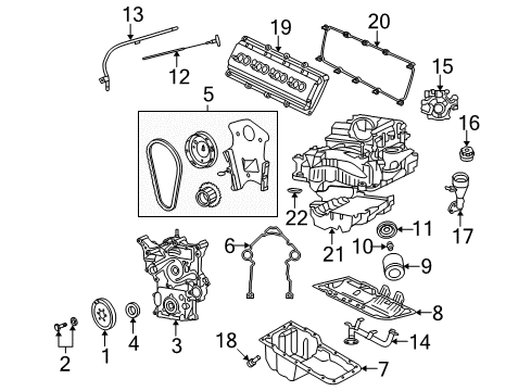 2006 Dodge Ram 1500 Engine Parts, Mounts, Cylinder Head & Valves, Camshaft & Timing, Oil Pan, Oil Pump, Balance Shafts, Crankshaft & Bearings, Pistons, Rings & Bearings Adapter-Oil Filter Diagram for 53021610AE