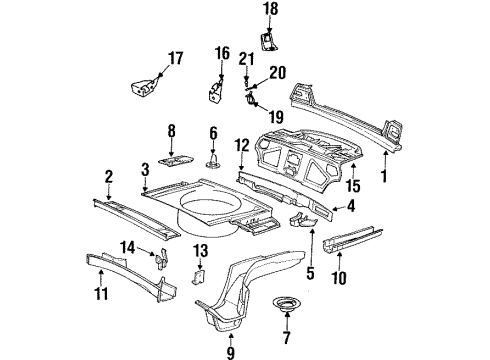1993 BMW 850Ci Rear Body Trunk Floor Diagram for 41128108471