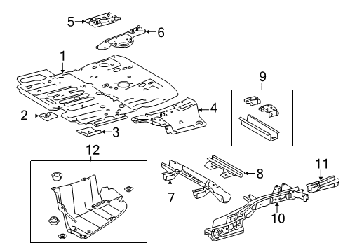 2019 Toyota Highlander Rear Body - Floor & Rails Seat Reinforcement Diagram for 57842-0E010