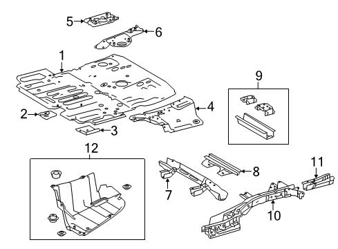 2019 Toyota Highlander Rear Body - Floor & Rails Rear Floor Pan Diagram for 58311-0E050