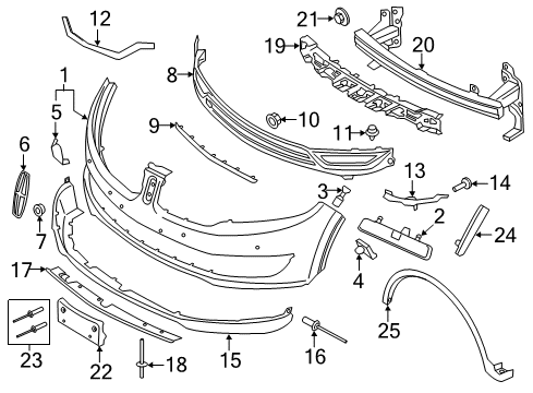 2016 Lincoln MKX Front Bumper Outer Support Diagram for FA1Z-17C947-A